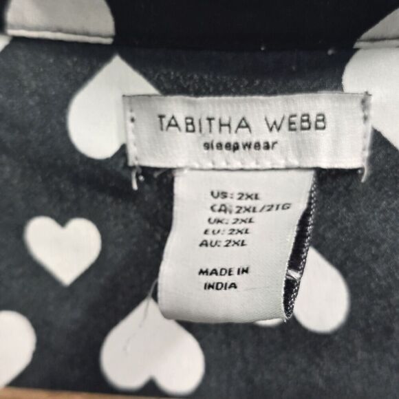 Anthropologie Pajamas Womens 2X Black White PJ Set Shorts Heart Polka Dot Button - Picture 3 of 15